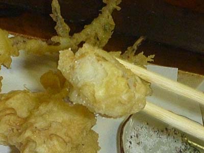 芽子にんにくの天ぷら　かじったところ　いわき　福島